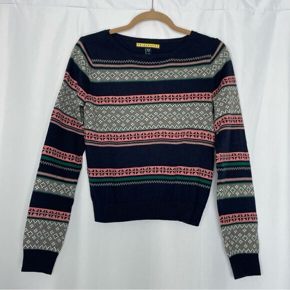 Prince & Fox Navy Gray & Mauve Sweater size Large - Picture 1 of 5